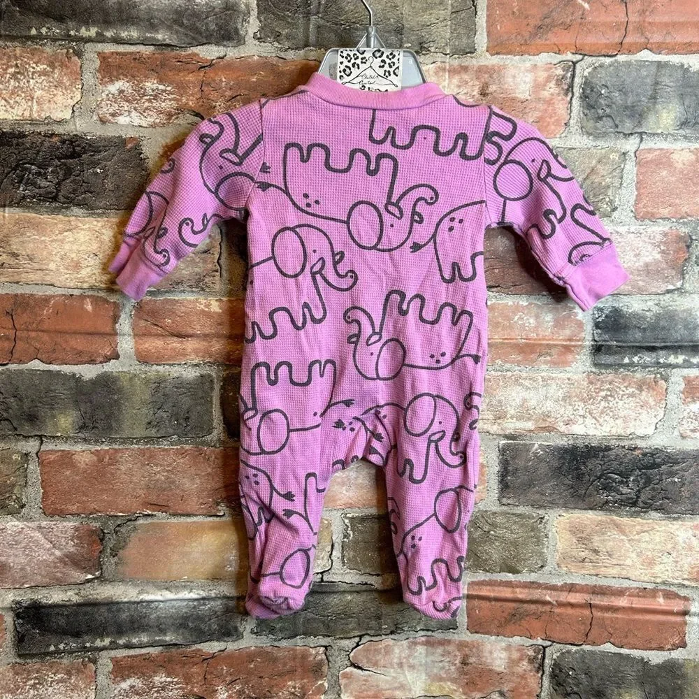 5 for $25🔥3M Baby Girl Carters Waffled Knit Pink Elephant Foot Sleeper Bodysuit